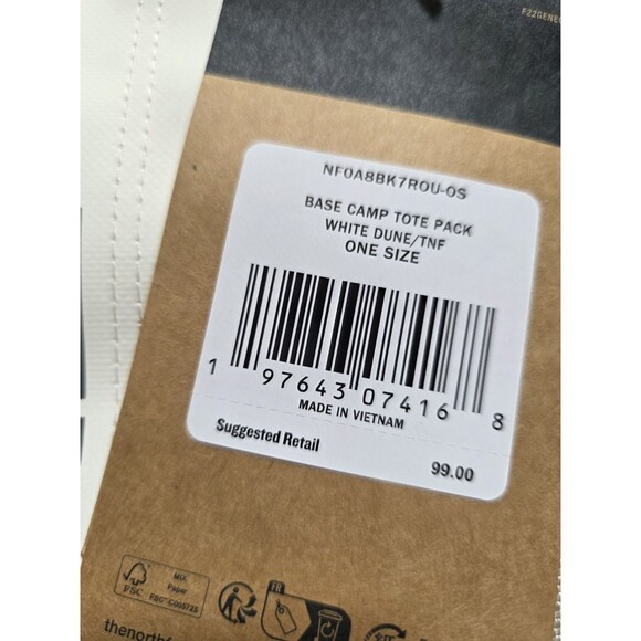 The North Face Base Camp Tote Pack White Dune Backpack Bag TNF Logo NWT - Picture 3 of 5